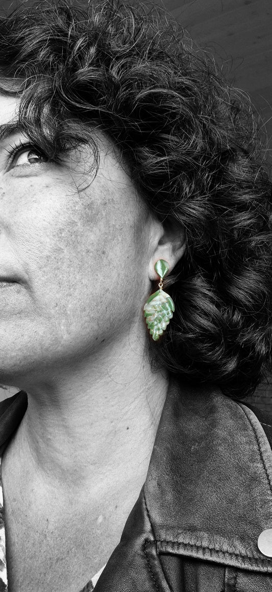 Boucle d'oreille Feuilles Nacrées