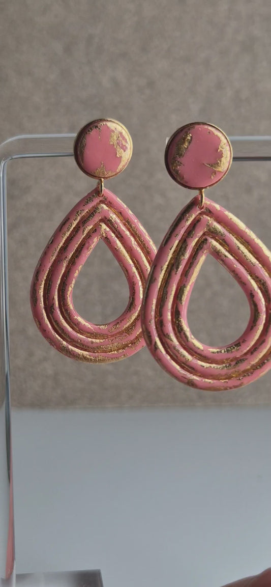 Clou Pendant Goutte Rose et Doré