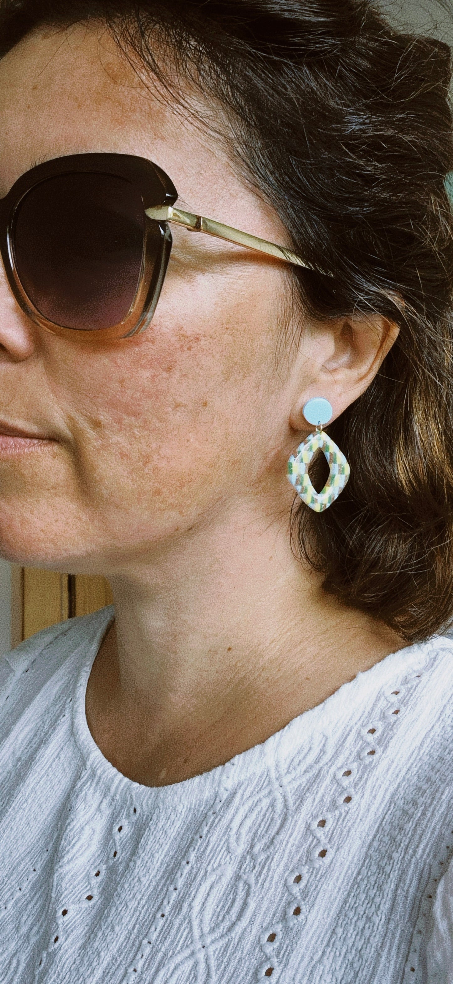 Boucles d'oreilles Clou bleu ciel Grand modèle
