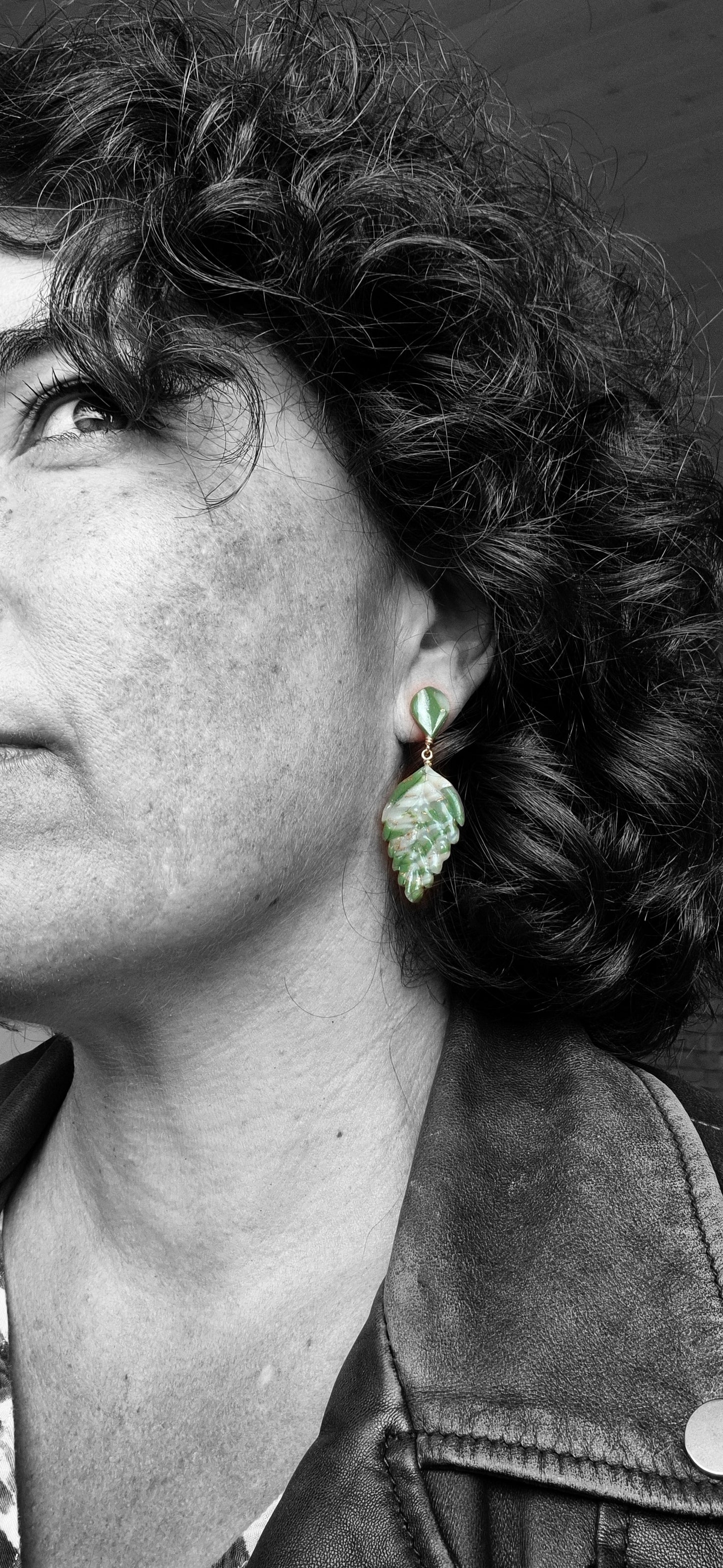 Boucle d'oreille Feuilles Nacrées