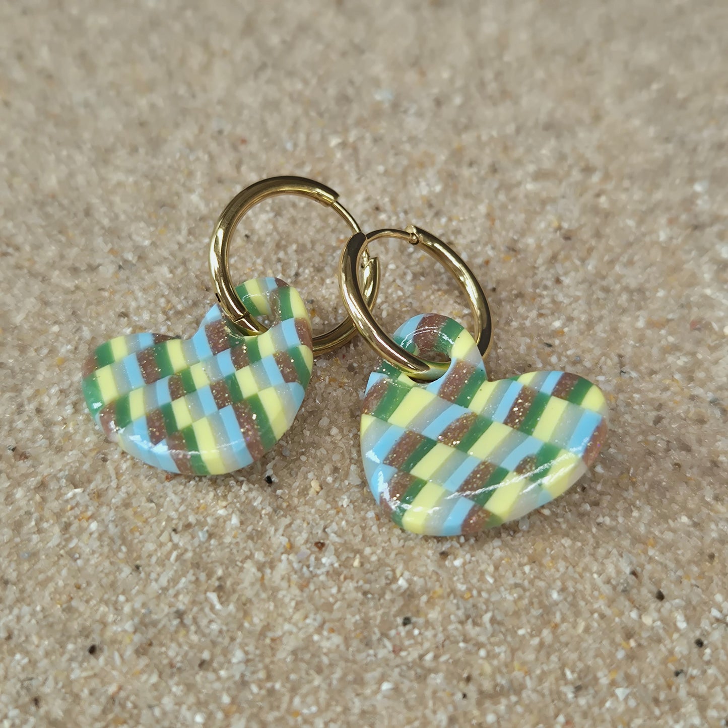 Plaid Heart Earring Charm