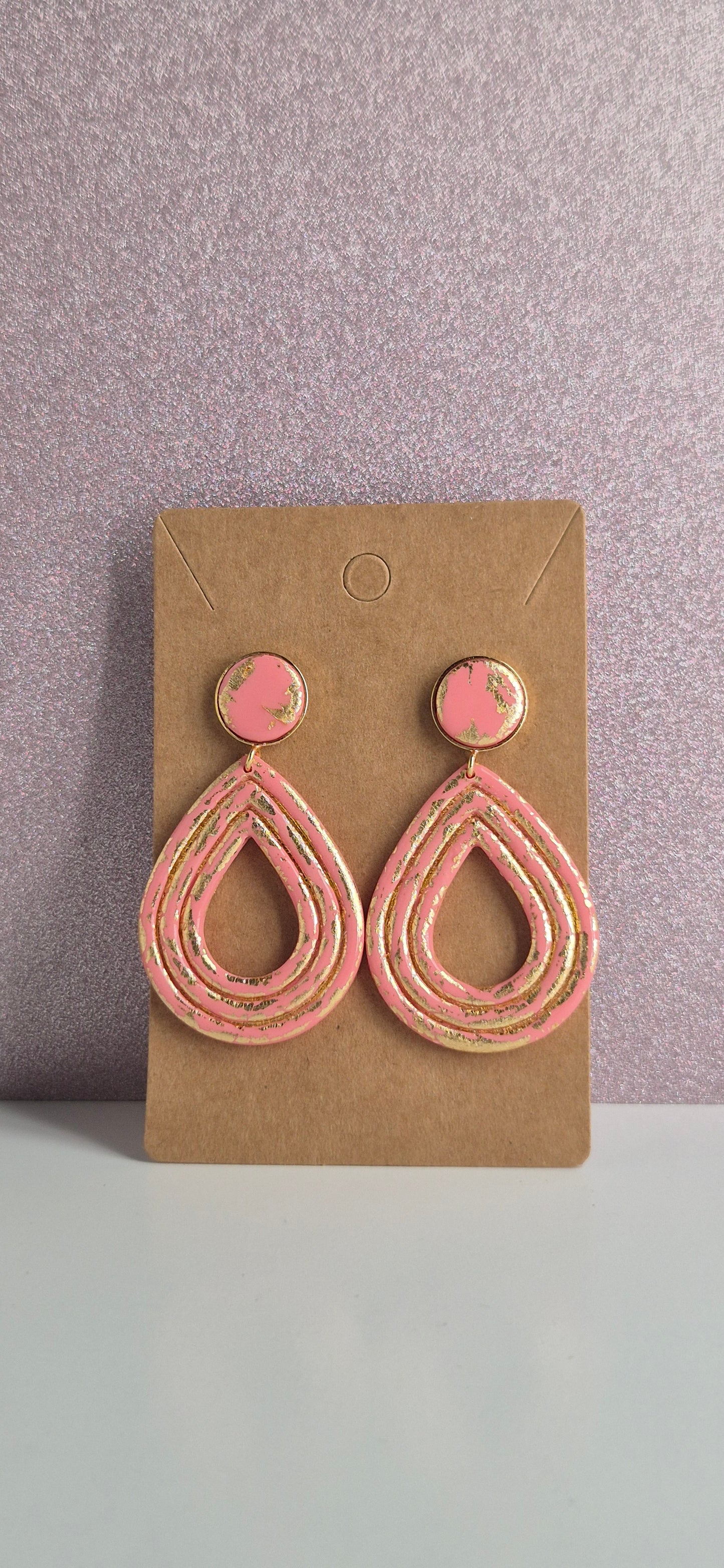 Clou Pendant Goutte Rose et Doré